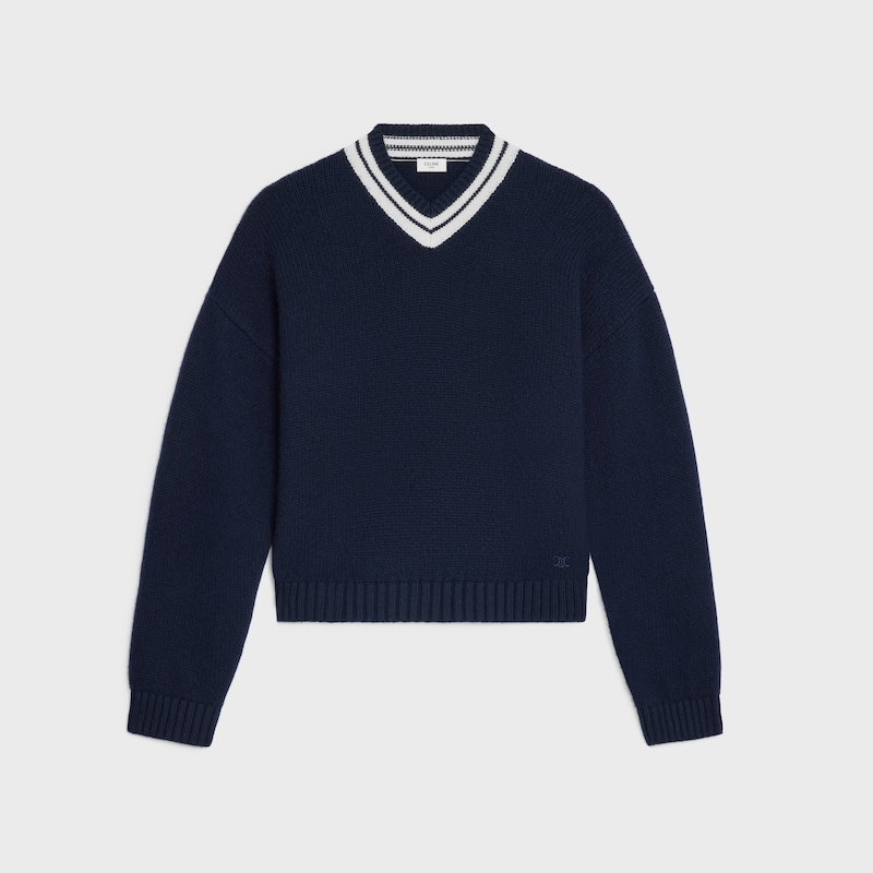 maglione con scollo a v in cashmere