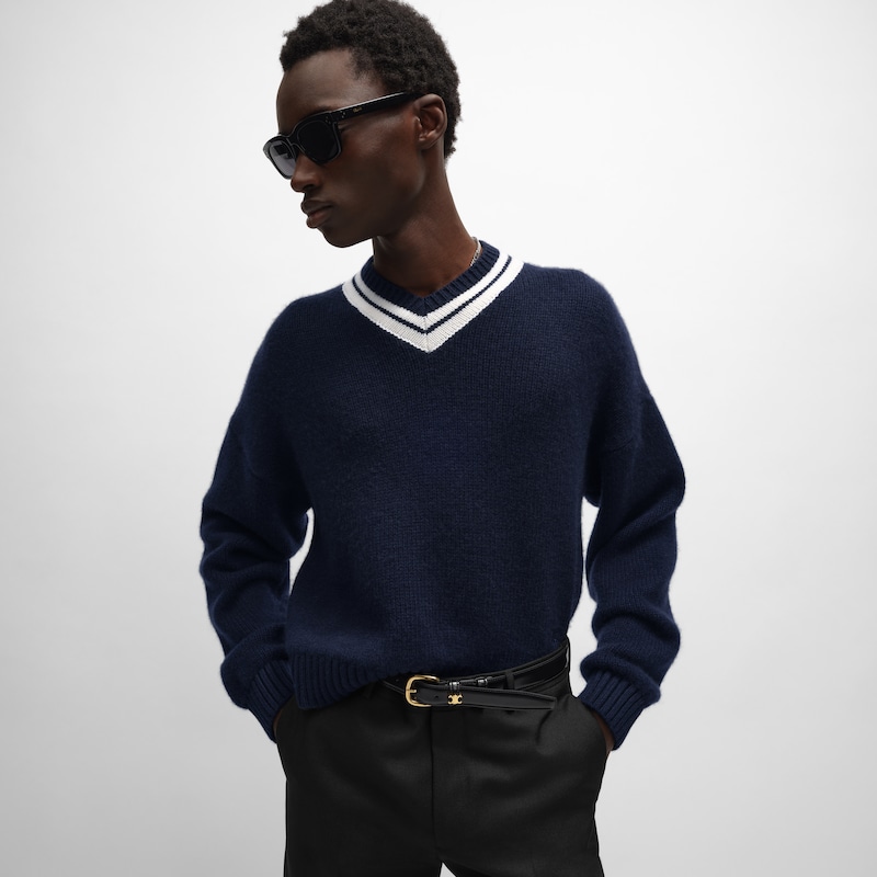 maglione con scollo a v in cashmere