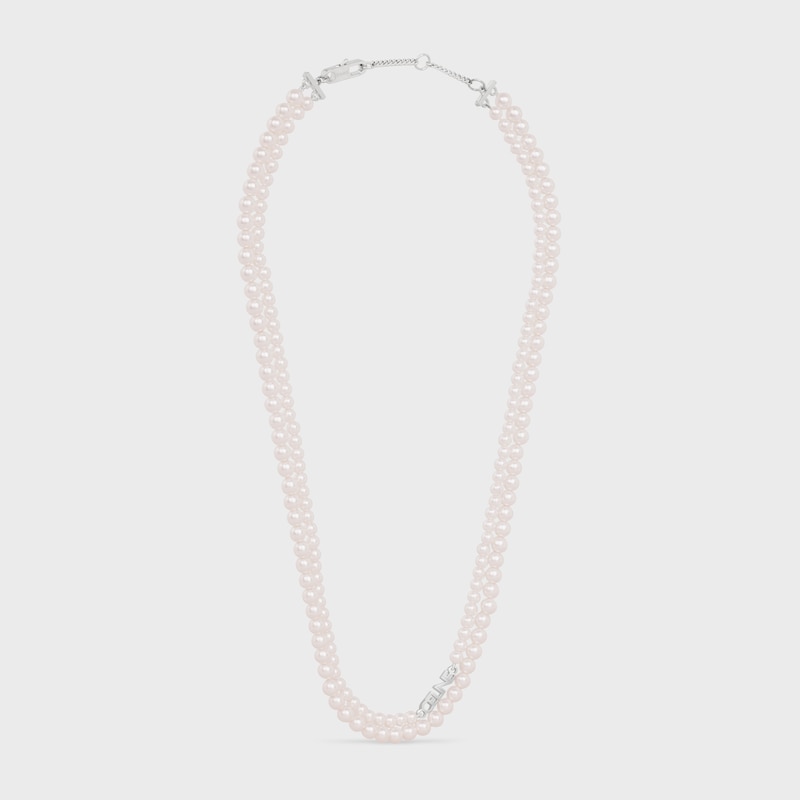 collana celine monochroms double pearl in ottone e perla di vetro