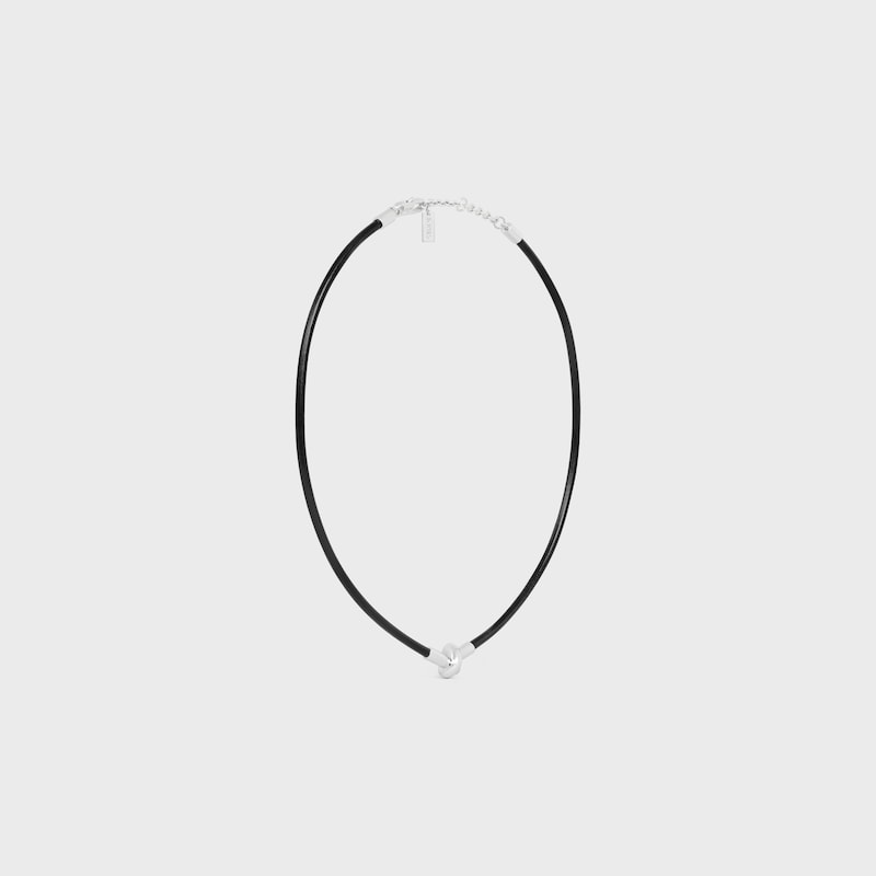 collana knot in pelle di vitello e ottone con finitura rodio