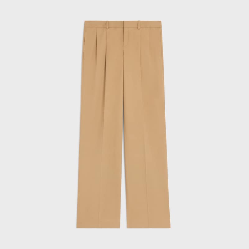 pantaloni plissettati in tela di cotone