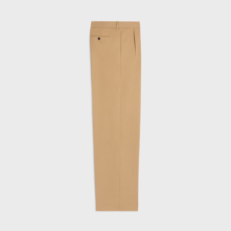 pantaloni plissettati in tela di cotone