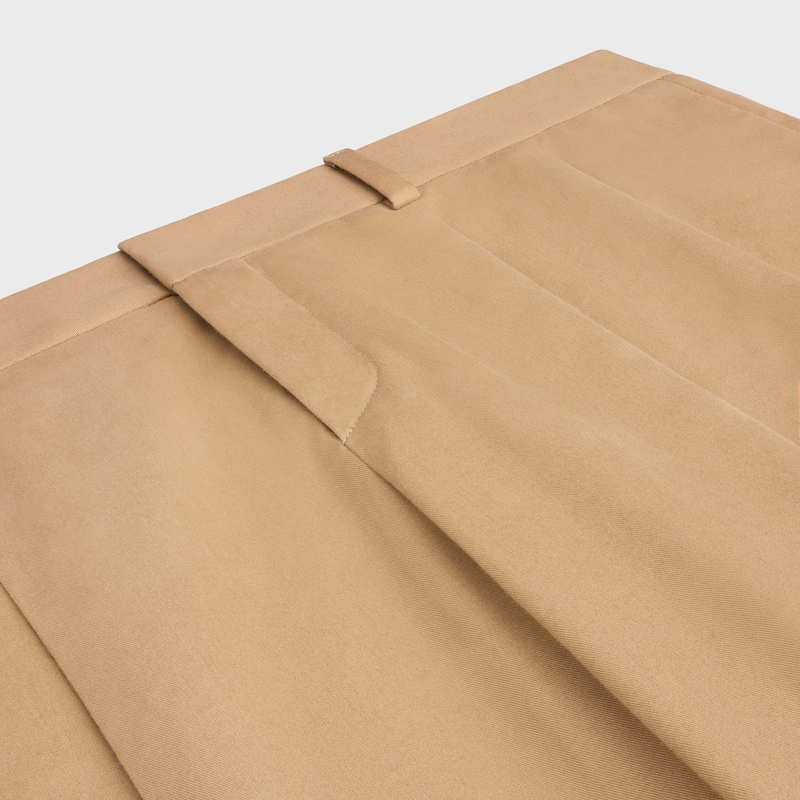 pantaloni plissettati in tela di cotone