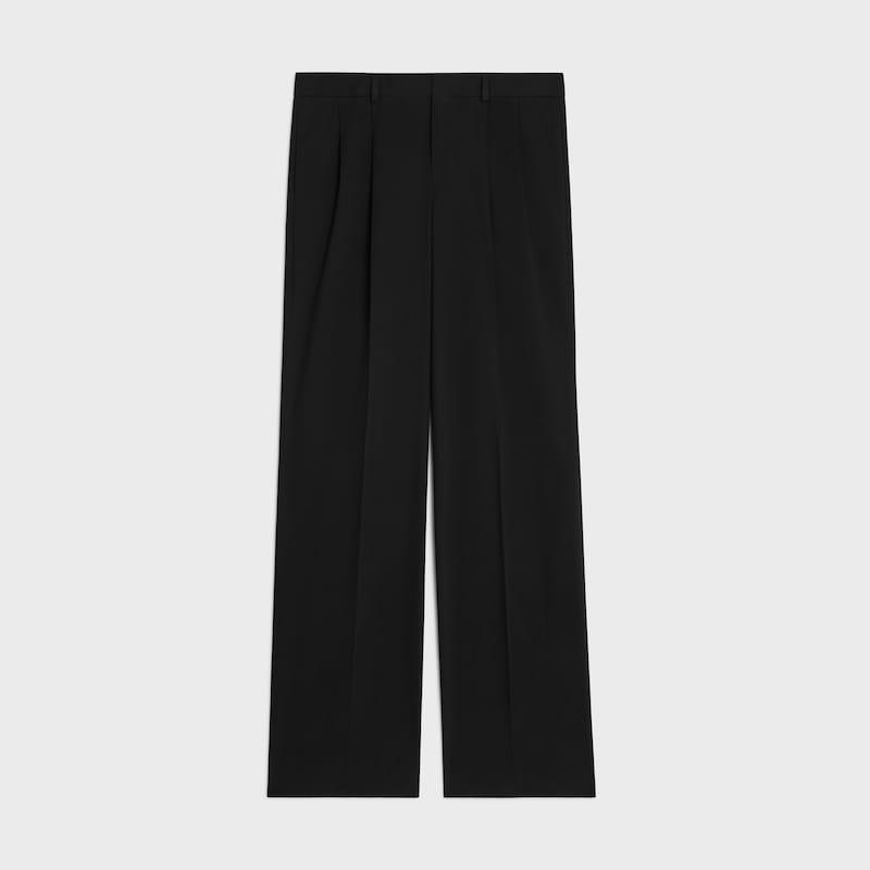 pantaloni plissettati in tela di cotone