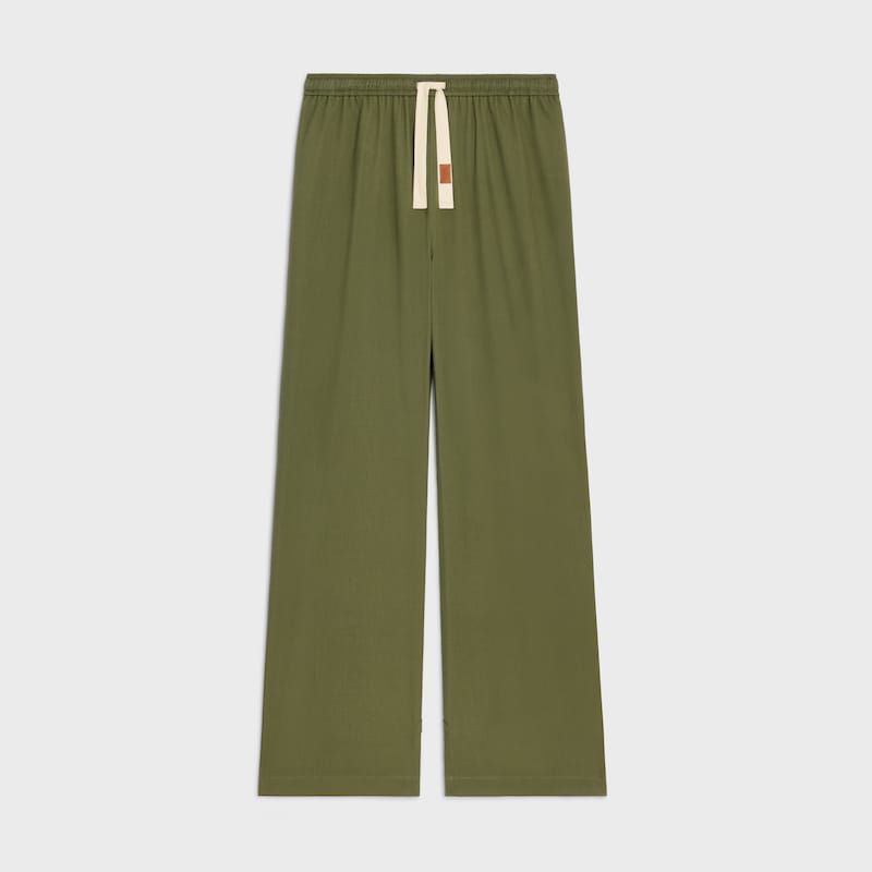 pantaloni con coulisse in tela di cotone
