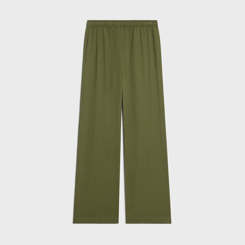 pantaloni con coulisse in tela di cotone