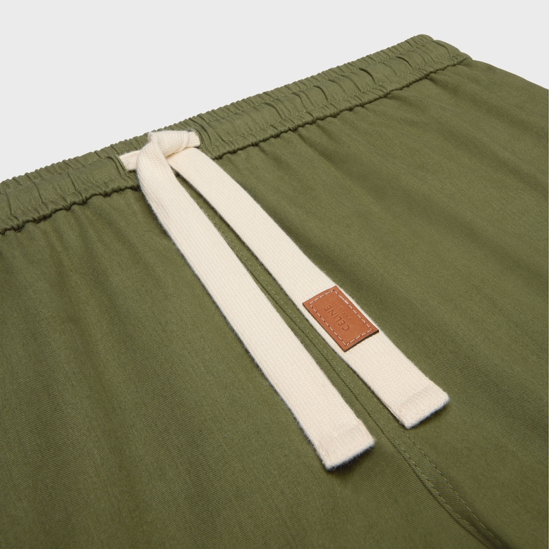 pantaloni con coulisse in tela di cotone