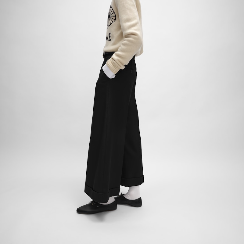 pantaloni dock in gabardine di lana e mohair