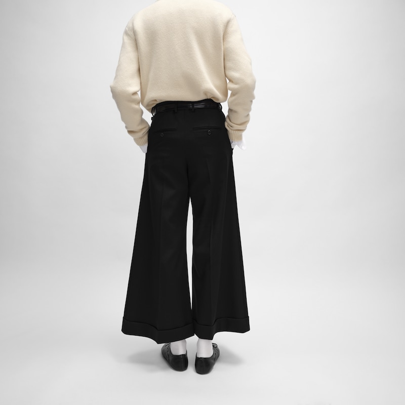 pantaloni dock in gabardine di lana e mohair