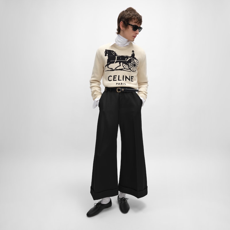 pantaloni dock in gabardine di lana e mohair