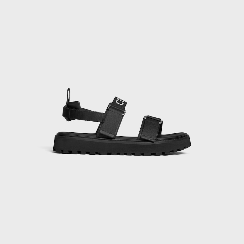 sandalo celine billie con cinturini in jacquard e pelle di vitello celine