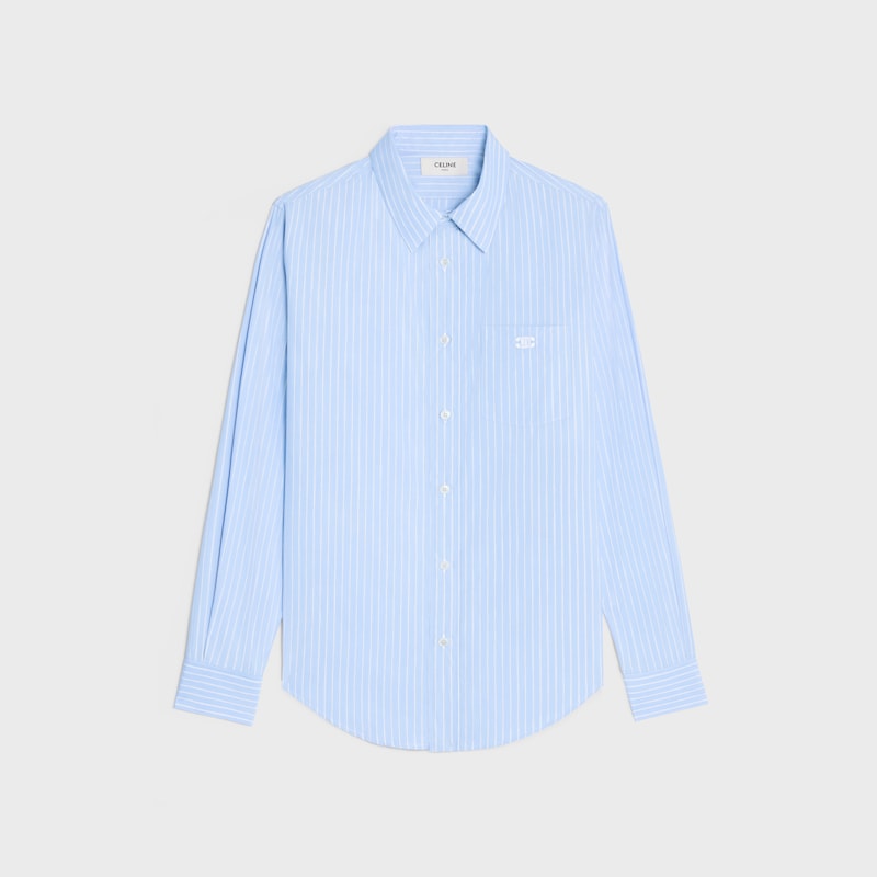camicia ampia in popeline di cotone a righe