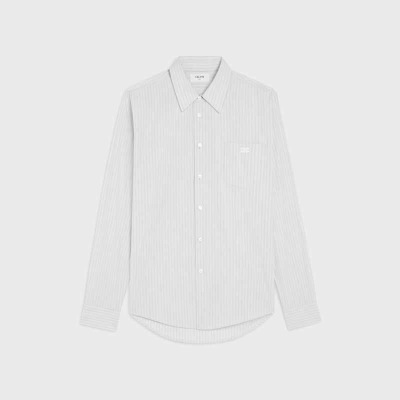 camicia ampia in popeline di cotone a righe