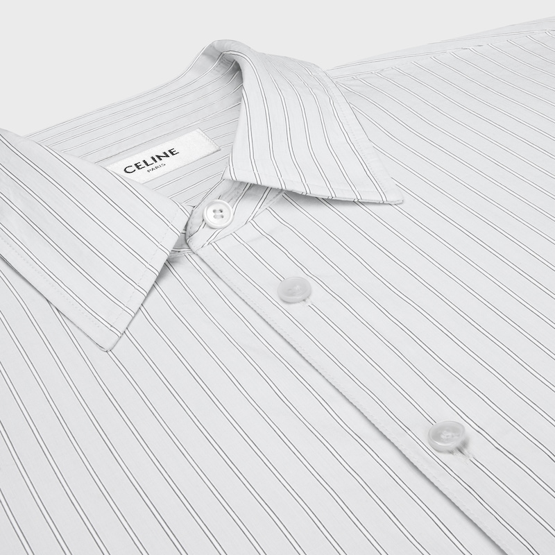 camicia ampia in popeline di cotone a righe