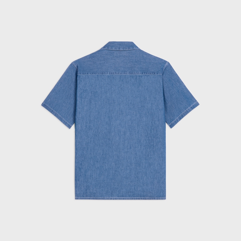 camicia a maniche corte in denim di cotone