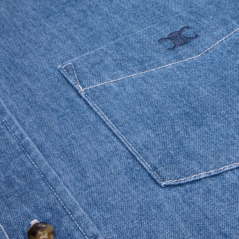 camicia a maniche corte in denim di cotone