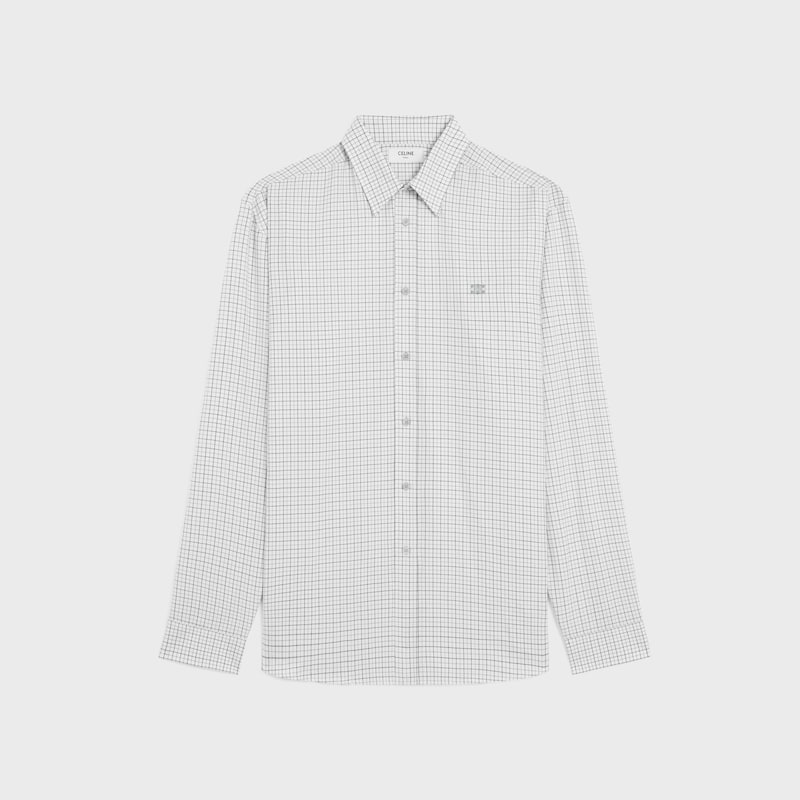camicia rilassata in twill di cotone a quadri