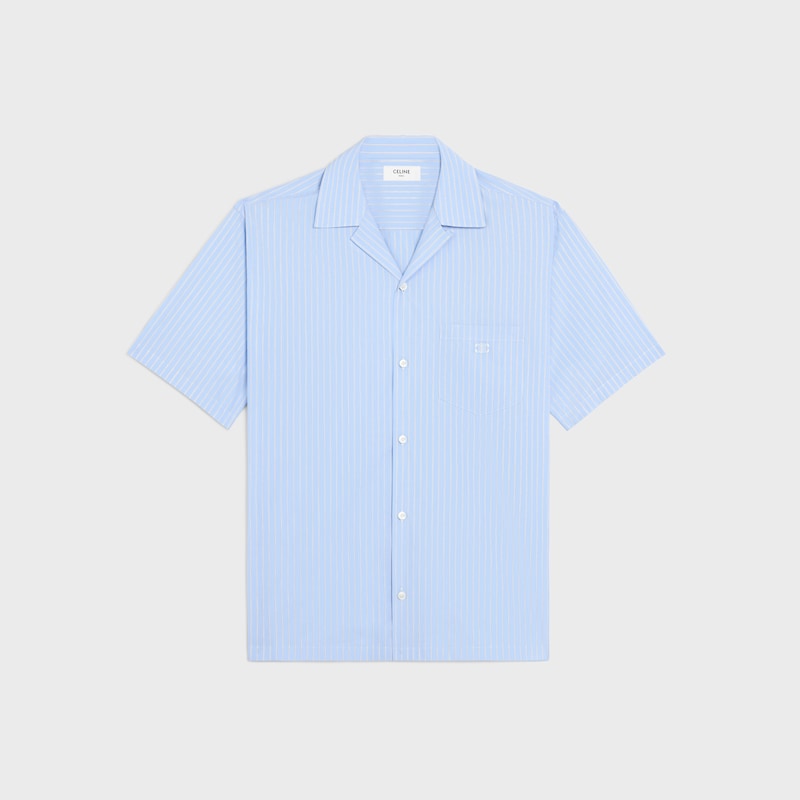 camicia da bowling in popeline di cotone a righe