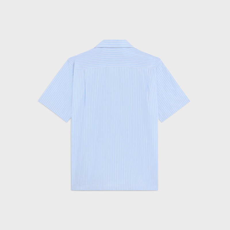 camicia da bowling in popeline di cotone a righe