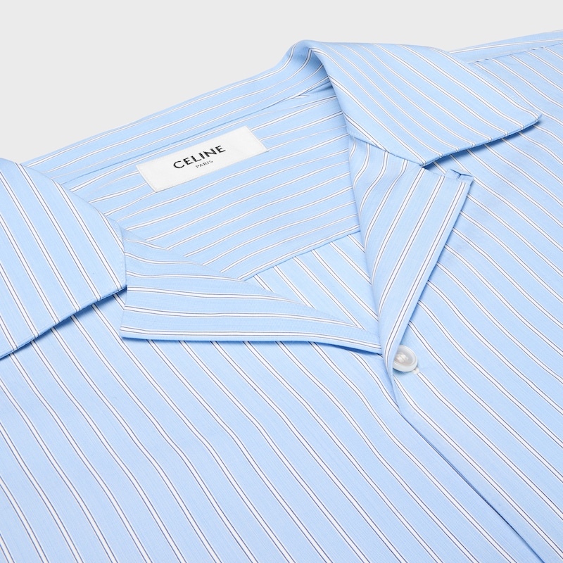 camicia da bowling in popeline di cotone a righe