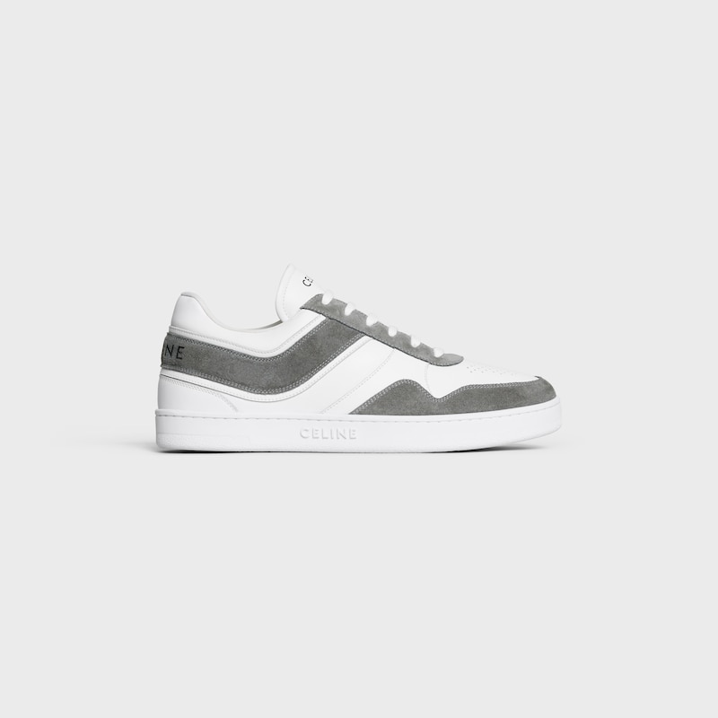 sneaker celine trainer bassa con lacci in vitello scamosciato e pelle di vitello