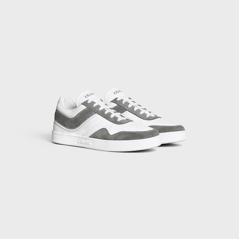 sneaker celine trainer bassa con lacci in vitello scamosciato e pelle di vitello