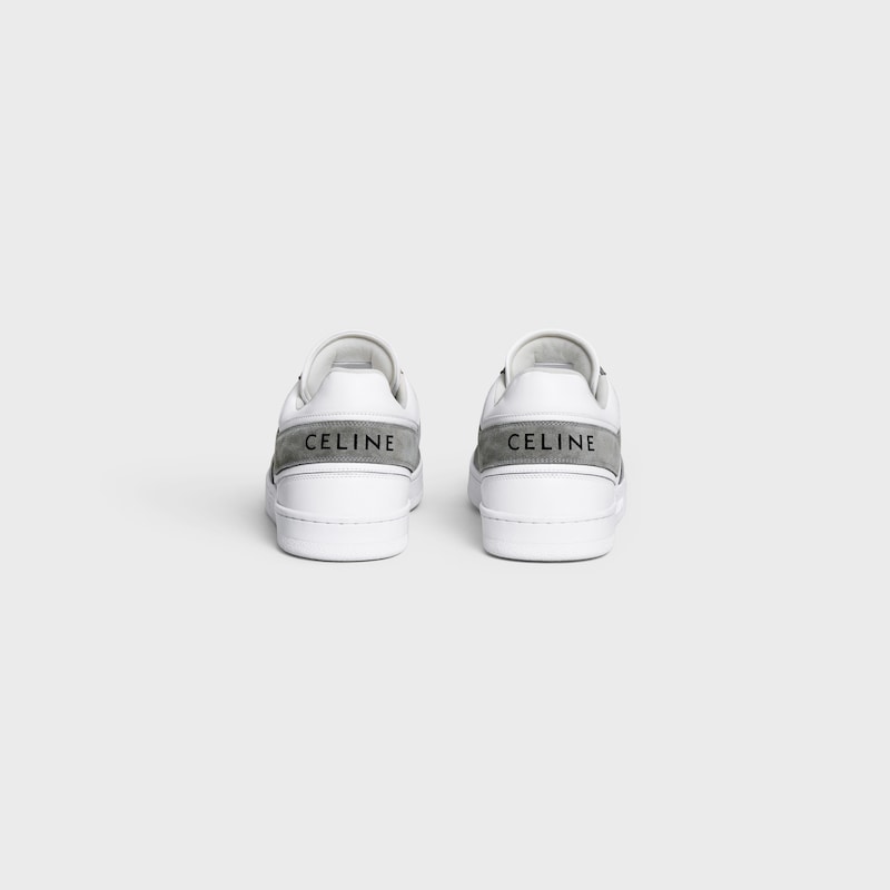 sneaker celine trainer bassa con lacci in vitello scamosciato e pelle di vitello