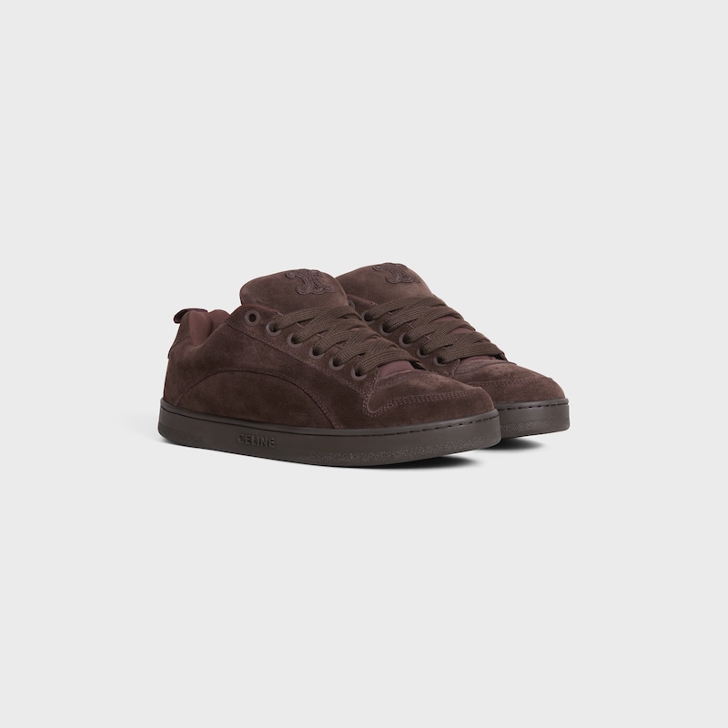 sneaker bassa allacciata celine huntington in vitello scamosciato e rete