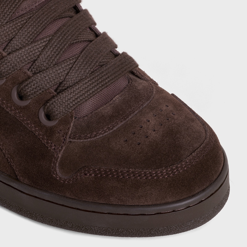 sneaker bassa allacciata celine huntington in vitello scamosciato e rete