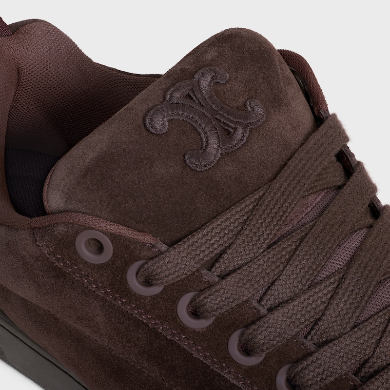 sneaker bassa allacciata celine huntington in vitello scamosciato e rete