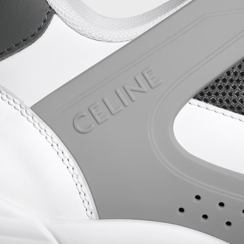 sneaker bassa con lacci celine trainer ct-09 in vitello e rete