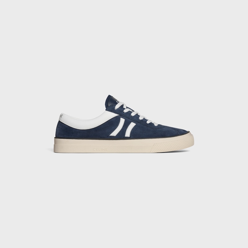 sneaker celine sunset bassa con stringhe in vitello scamosciato e pelle di vitello