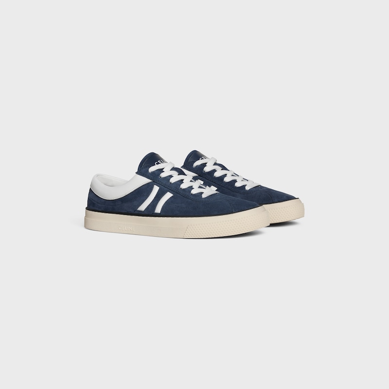 sneaker celine sunset bassa con stringhe in vitello scamosciato e pelle di vitello