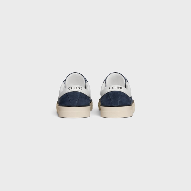 sneaker celine sunset bassa con stringhe in vitello scamosciato e pelle di vitello