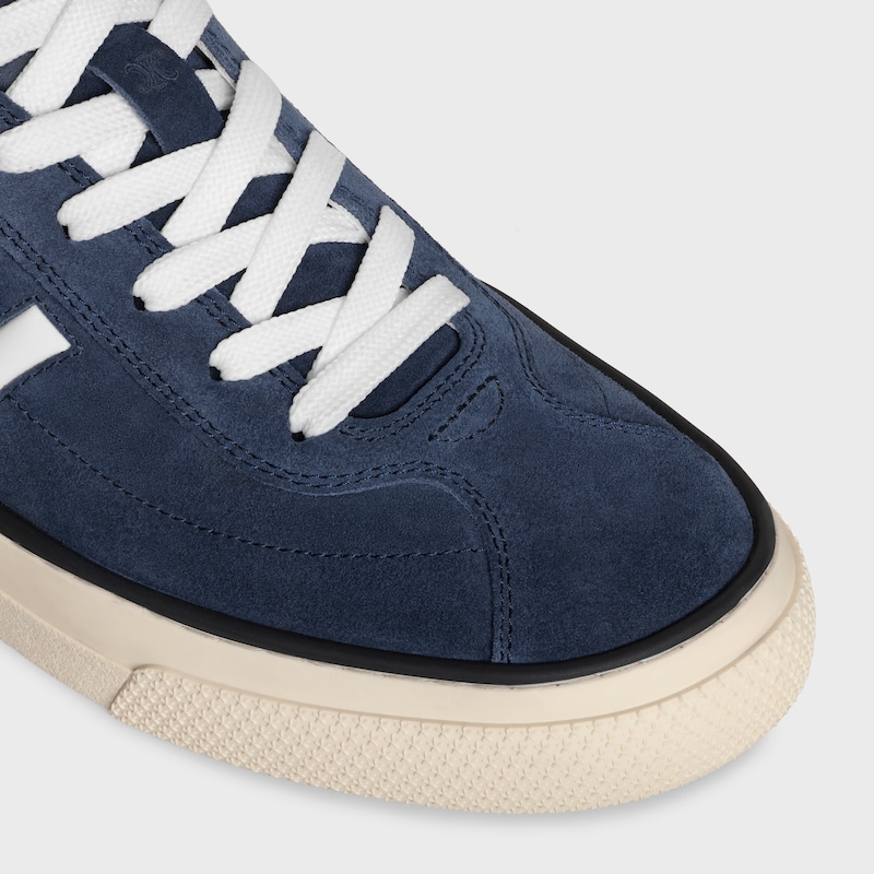 sneaker celine sunset bassa con stringhe in vitello scamosciato e pelle di vitello