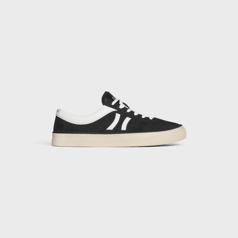 sneaker celine sunset bassa con stringhe in vitello scamosciato e pelle di vitello