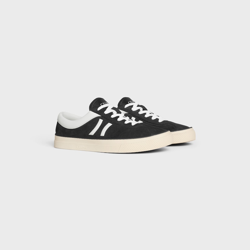 sneaker celine sunset bassa con stringhe in vitello scamosciato e pelle di vitello