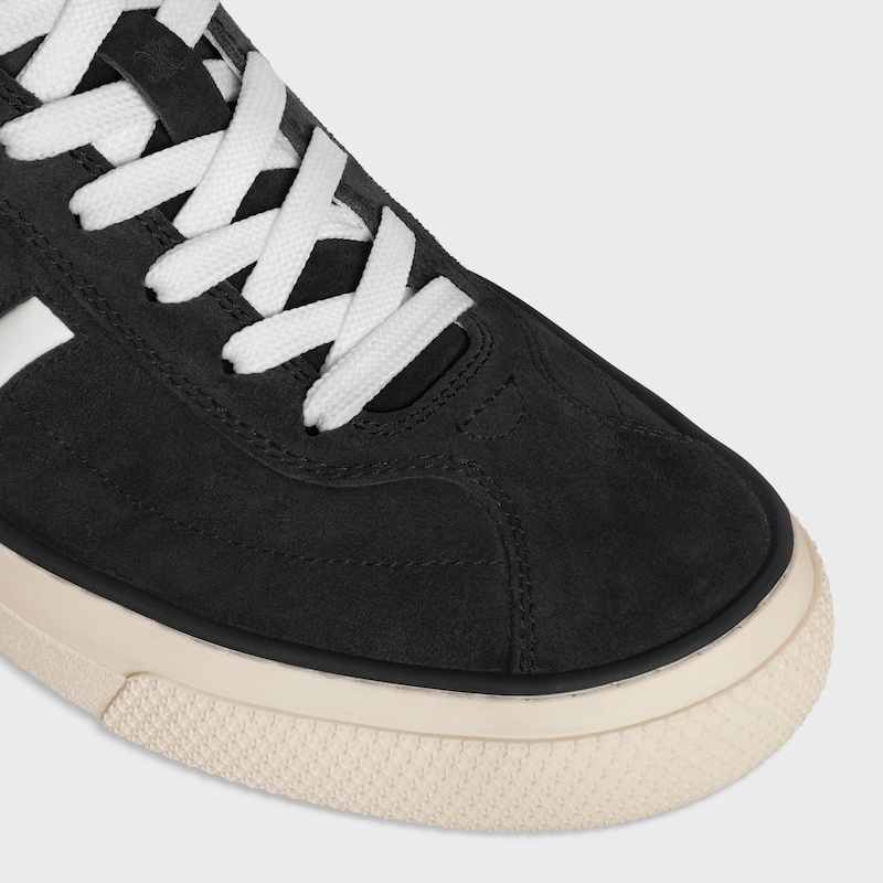 sneaker celine sunset bassa con stringhe in vitello scamosciato e pelle di vitello