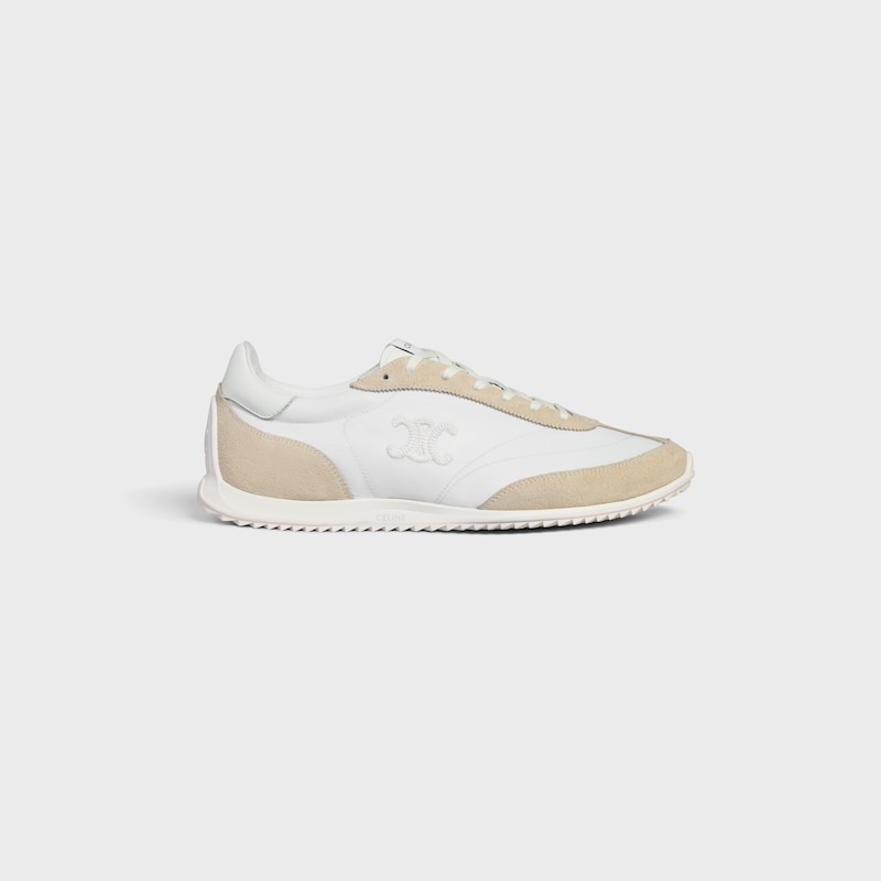 sneaker celine racer bassa con allacciatura e triomphe in nylon vitello scamosciato e vitello