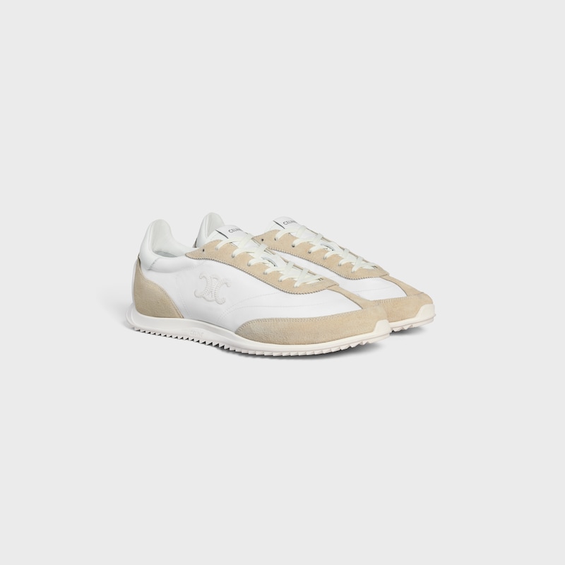 sneaker celine racer bassa con allacciatura e triomphe in nylon vitello scamosciato e vitello