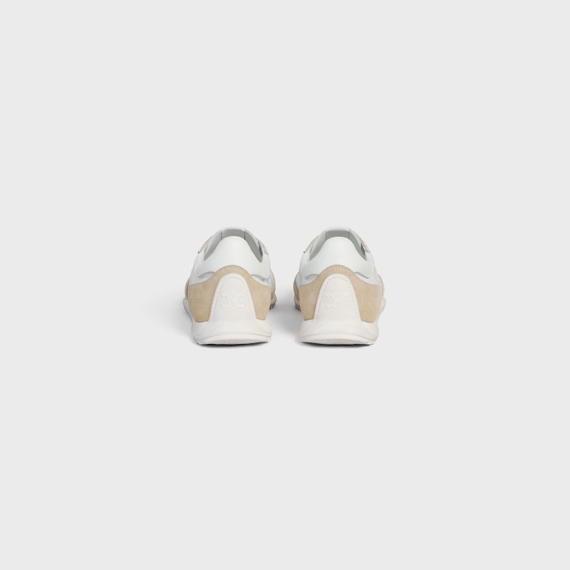 sneaker celine racer bassa con allacciatura e triomphe in nylon vitello scamosciato e vitello