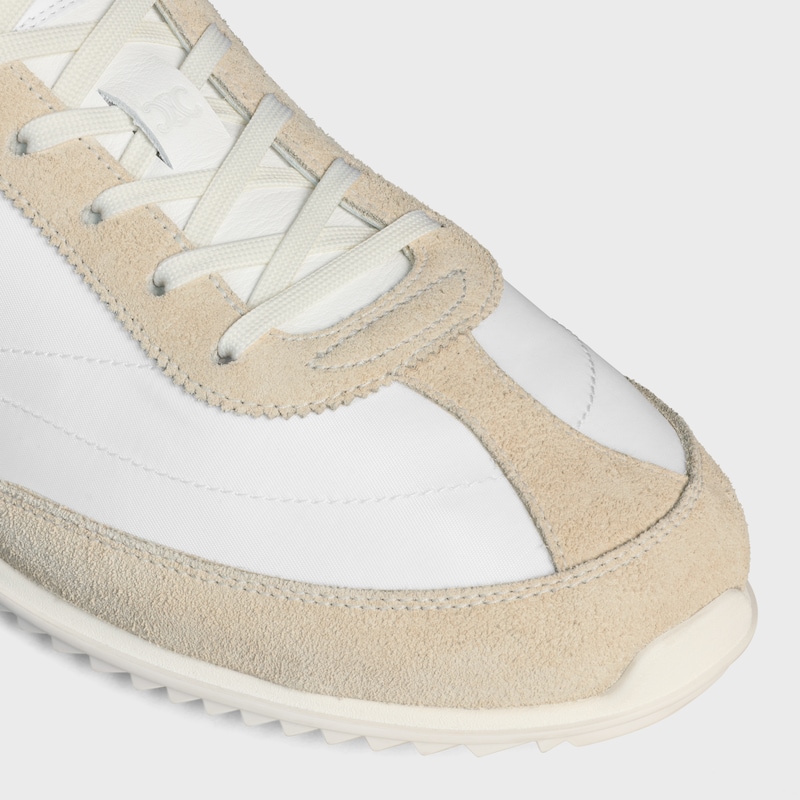 sneaker celine racer bassa con allacciatura e triomphe in nylon vitello scamosciato e vitello