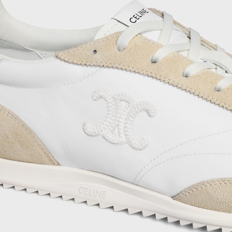 sneaker celine racer bassa con allacciatura e triomphe in nylon vitello scamosciato e vitello