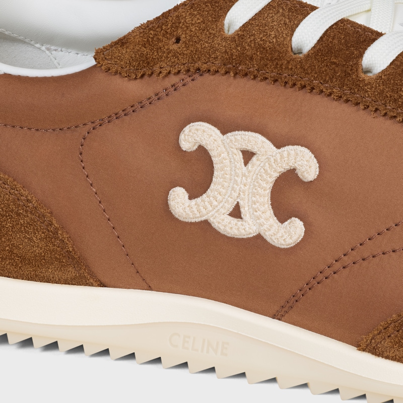 sneaker celine racer bassa con allacciatura e triomphe in nylon vitello scamosciato e vitello