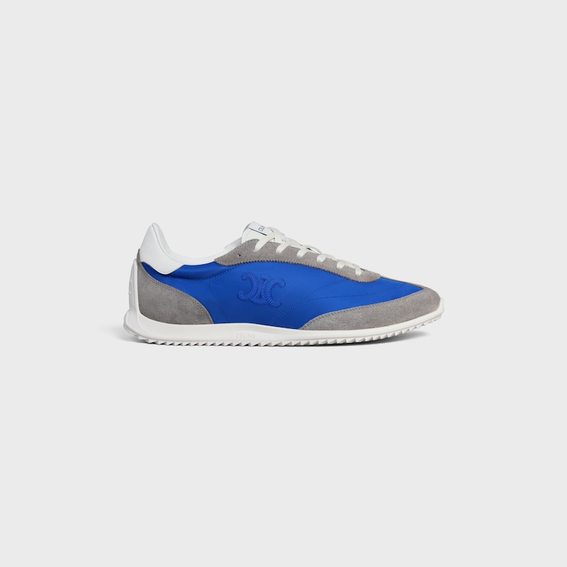 sneaker celine racer bassa con allacciatura e triomphe in nylon vitello scamosciato e vitello