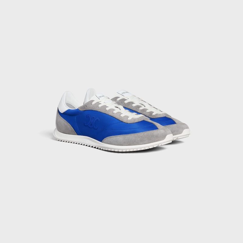 sneaker celine racer bassa con allacciatura e triomphe in nylon vitello scamosciato e vitello