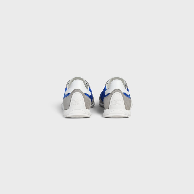 sneaker celine racer bassa con allacciatura e triomphe in nylon vitello scamosciato e vitello