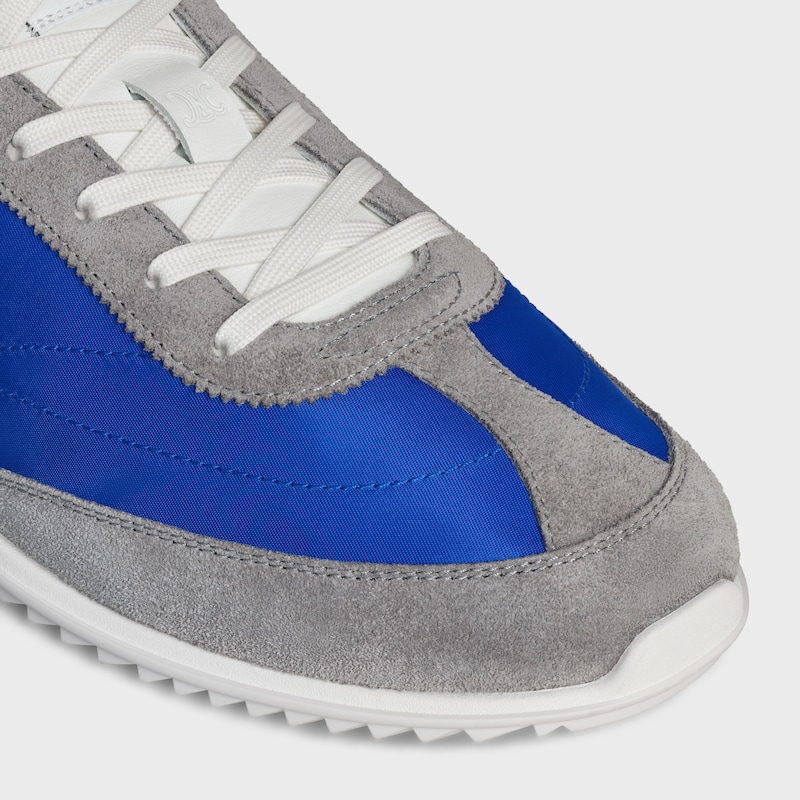 sneaker celine racer bassa con allacciatura e triomphe in nylon vitello scamosciato e vitello