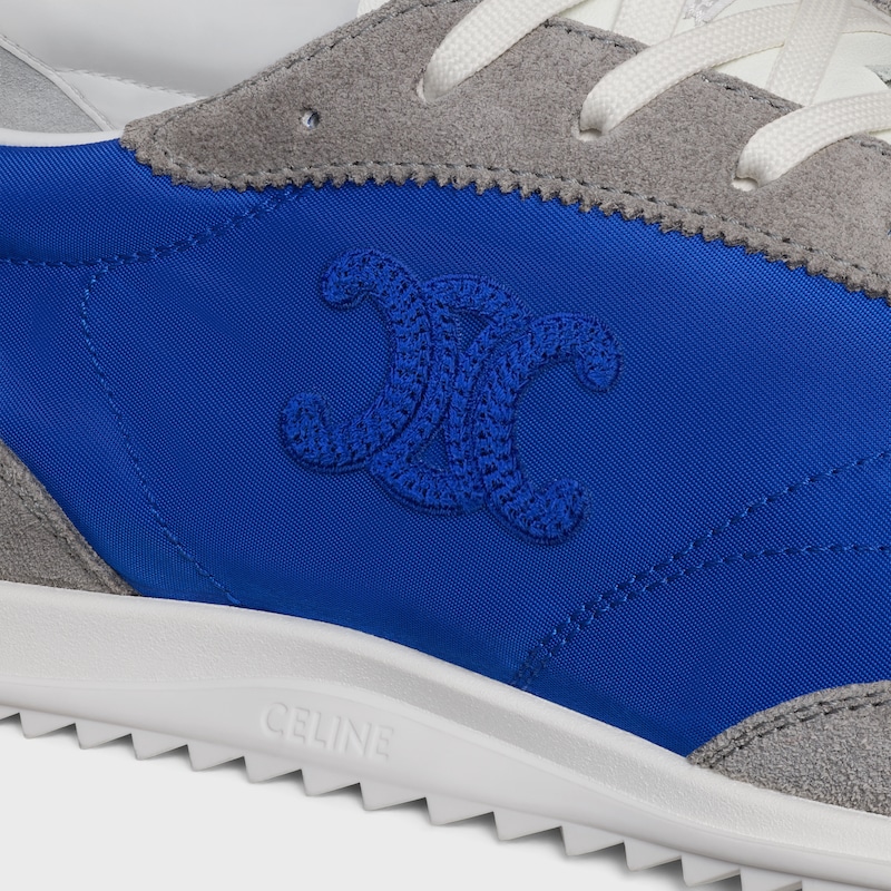 sneaker celine racer bassa con allacciatura e triomphe in nylon vitello scamosciato e vitello