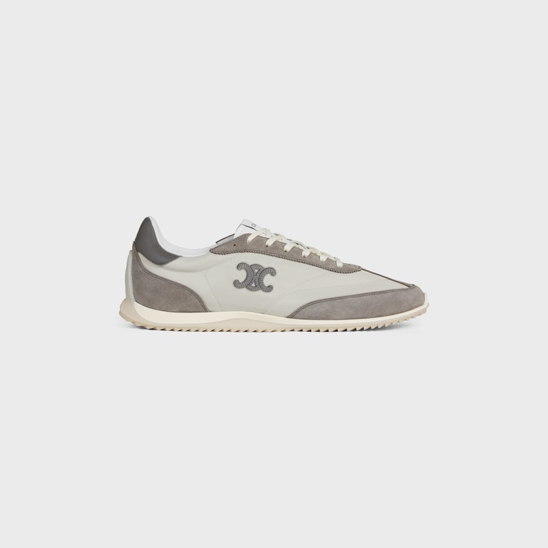 sneaker celine racer bassa con allacciatura e triomphe in nylon vitello scamosciato e vitello